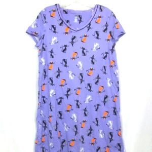 New Spirit Cats Nightgown Lavender Character Comfy Cotton Midi Loungewear Size S